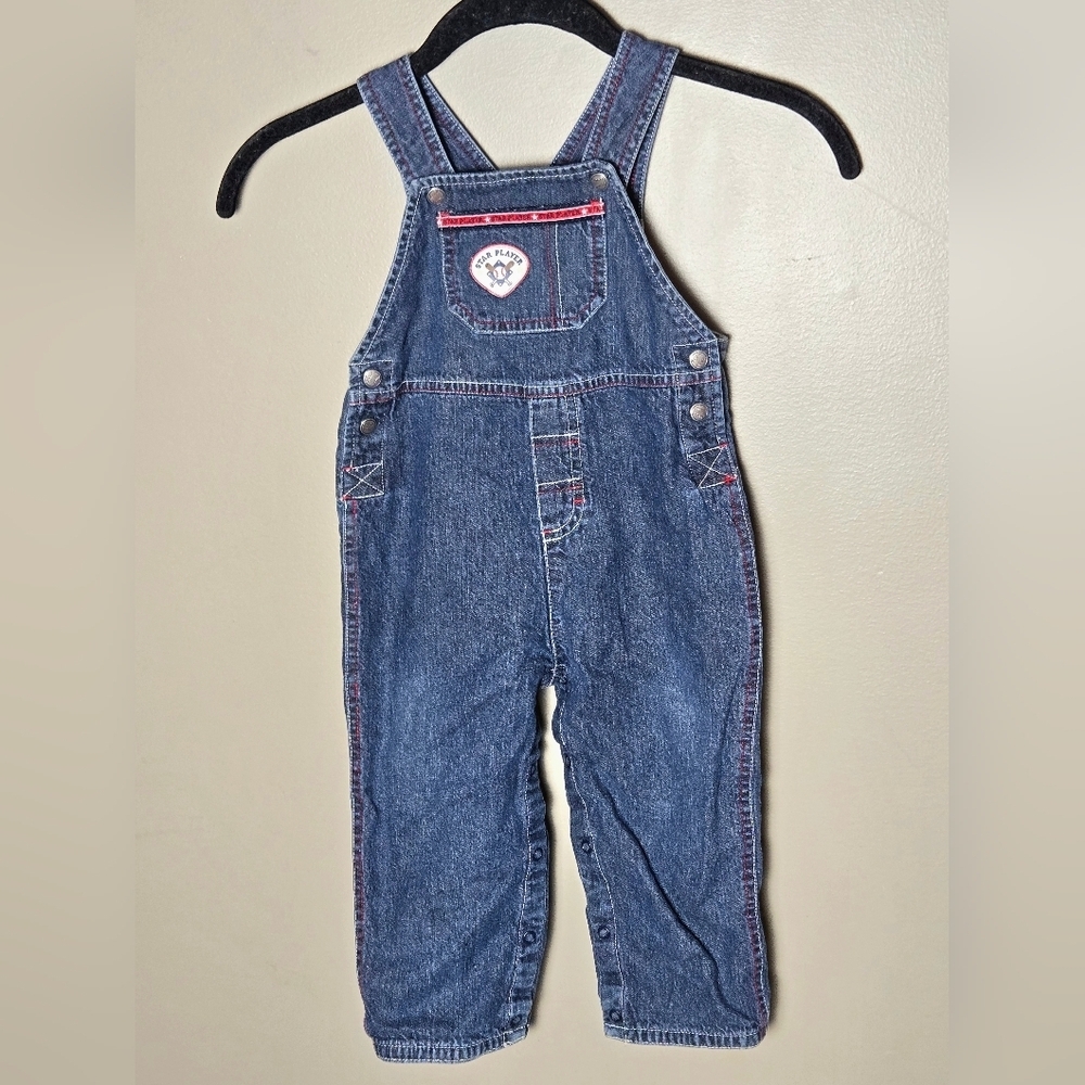 Vintage Y2K Second Step Star Player‎ Baseball Kidcore Overalls, 18 Months